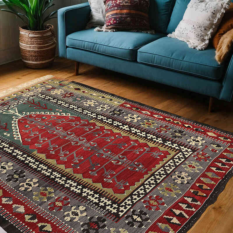 Alfombra Konya Obruk Kilim Vintage - 165 cm x 210 cm - K0059451