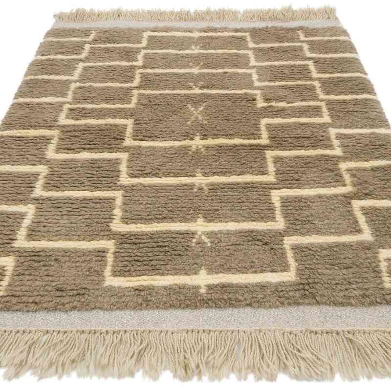 New Moroccan Style Hand-Knotted Tulu Rug - 4' 2" x 5' 9" (50" x 69") - K0059501