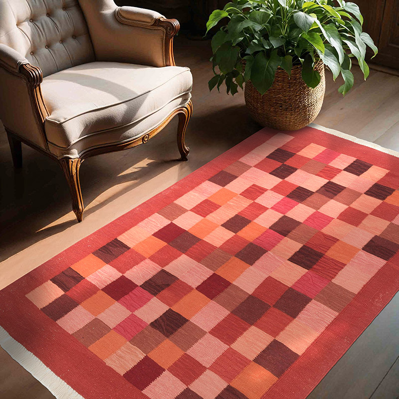 New Handwoven Turkish Kilim Rug - 4' 3" x 5' 9" (51" x 69") - K0059522