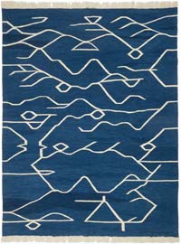Blue New Handwoven Turkish Kilim Rug - 6' 1" x 7' 11" (73" x 95")