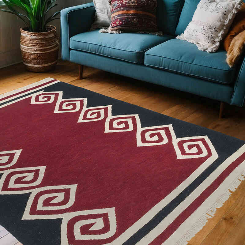 New Handwoven Turkish Kilim Rug - 5'  x 6' 11" (60" x 83") - K0059554