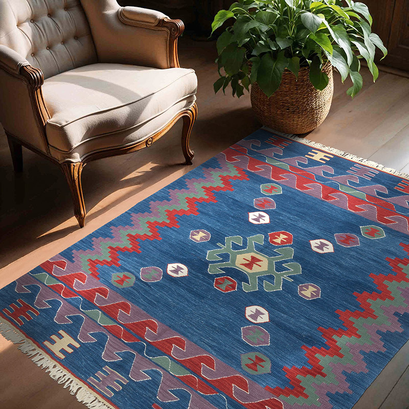 New Handwoven Turkish Kilim Rug - 4' 9" x 5' 8" (57" x 68") - K0059556