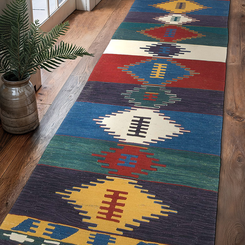 New Handwoven Turkish Kilim Runner - 2' 10" x 10'  (34" x 120") - K0059561