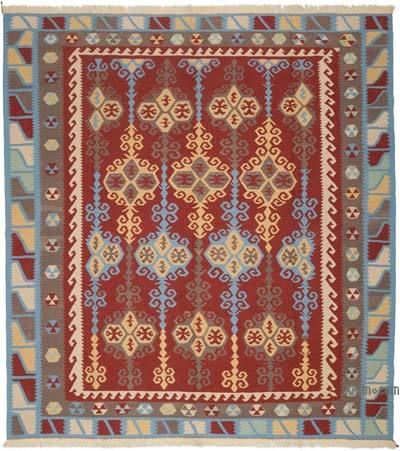 New Handwoven Turkish Kilim Rug - 7' 10" x 8' 7" (94 in. x 103 in.)