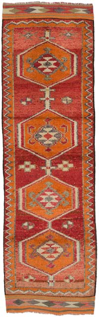 Vintage Tribal Runner Rug - 3' 3" x 10' 8" (39" x 128")