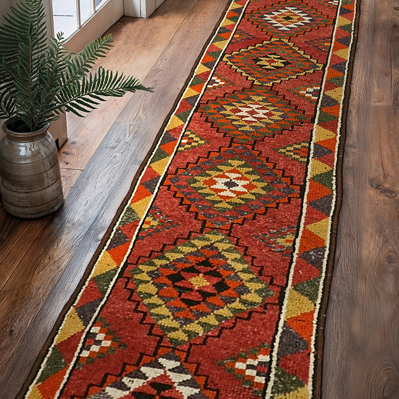 Vintage Tribal Runner Rug - 2' 10" x 11' 7" (34" x 139") - K0059609