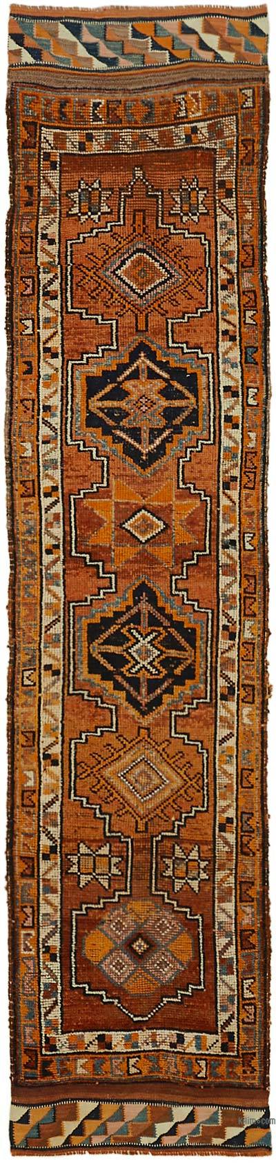 复古土耳其地毯- 3英尺2英寸x12英尺6英寸(38英寸)。x 150。)