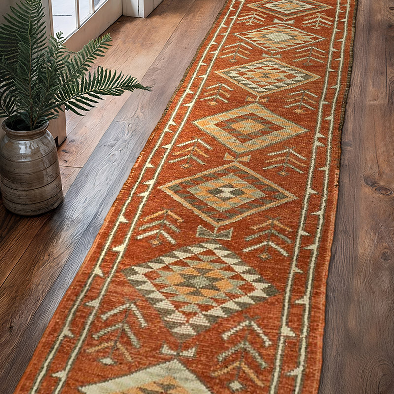 Vintage Tribal Runner Rug - 2' 11" x 12'  (35" x 144") - K0059640