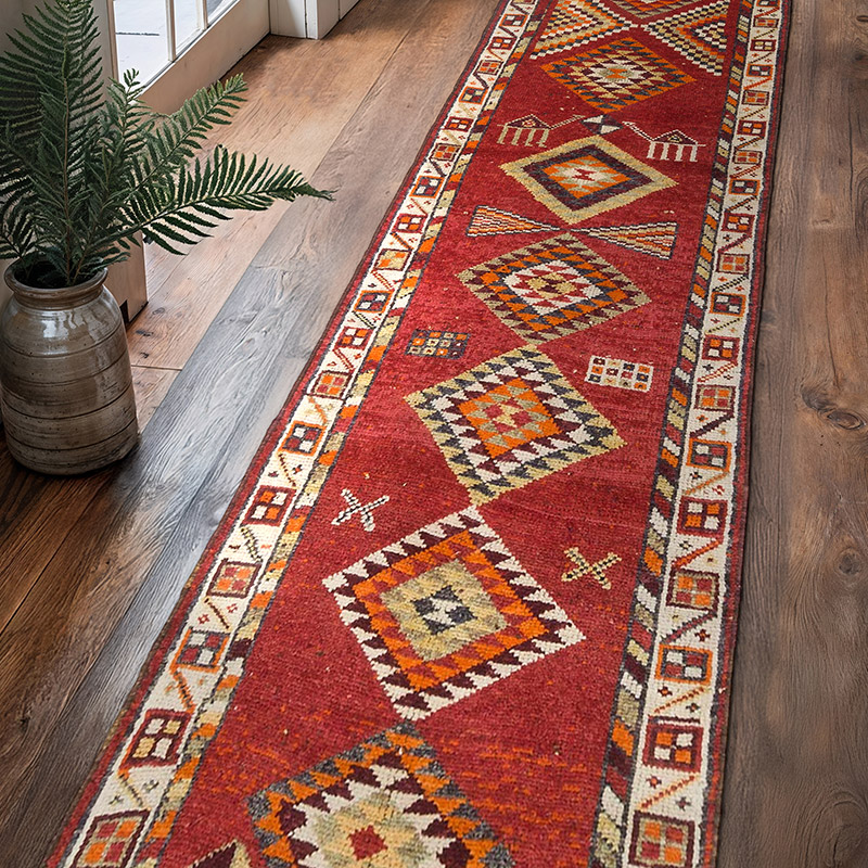 Alfombra Vintage de pasillo - 92 cm x 378 cm - K0059651