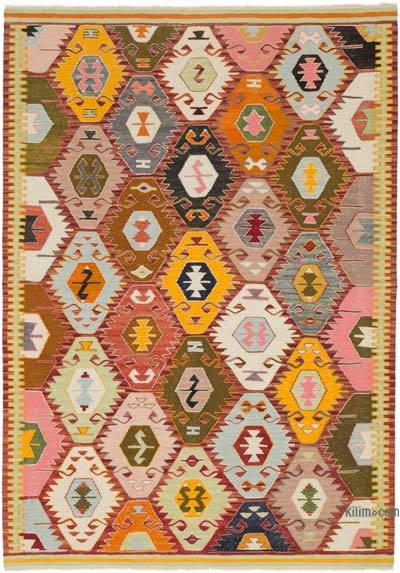 新的手工编织的土耳其乞线地毯-4'x 5'9”（48英寸x 69英寸）