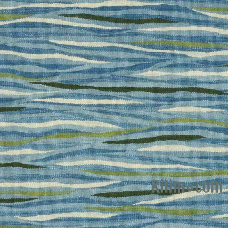 Blue, Green New Handwoven Turkish Kilim Rug - 4'  x 6'  (48" x 72") - K0059718