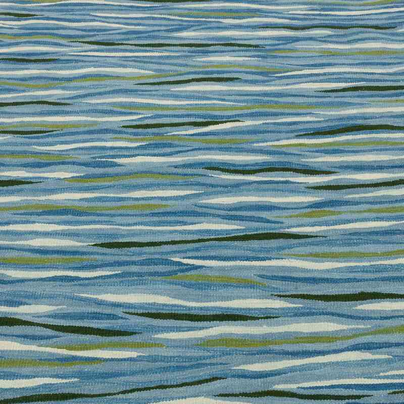 Blue, Green New Handwoven Turkish Kilim Rug - 4'  x 6'  (48" x 72") - K0059718