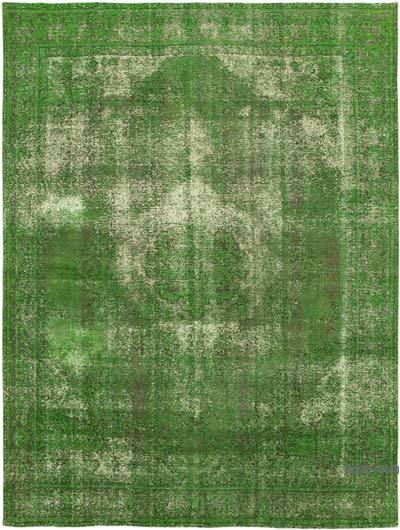 Yeşil Boyalı El Dokuma Vintage Halı - 280 cm x 374 cm