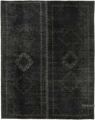 黑色过染复古东方手工结地毯- 9英尺8英寸x12英尺4英寸(116英寸)。x 148。)