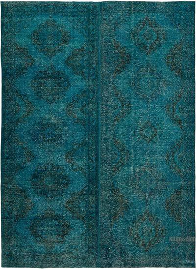 Mavi-Yeşil Boyalı El Dokuma Vintage Halı - 290 cm x 405 cm