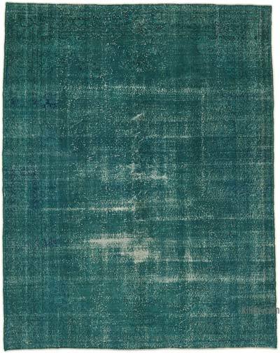 Mavi-Yeşil Boyalı El Dokuma Vintage Halı - 254 cm x 325 cm