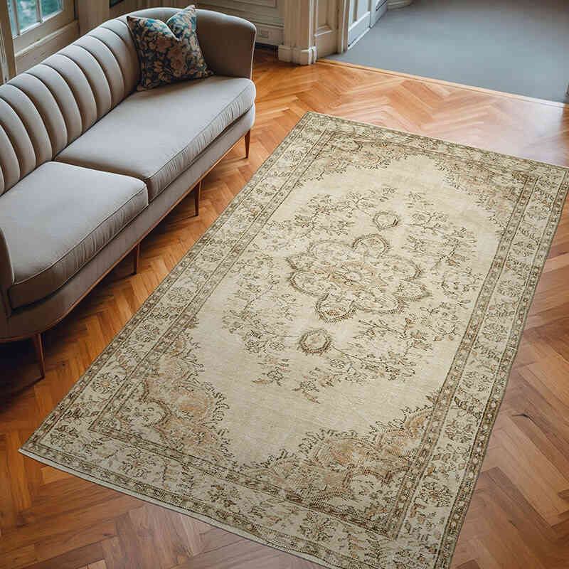 Alfombra Vintage Turca Anudada a Mano - 178 cm x 285 cm - K0059855