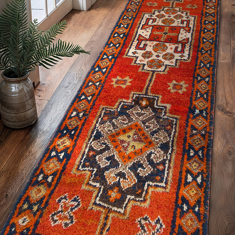 Vintage Tribal Runner Rug - 3' 1" x 11' 1" (37" x 133") - K0060129