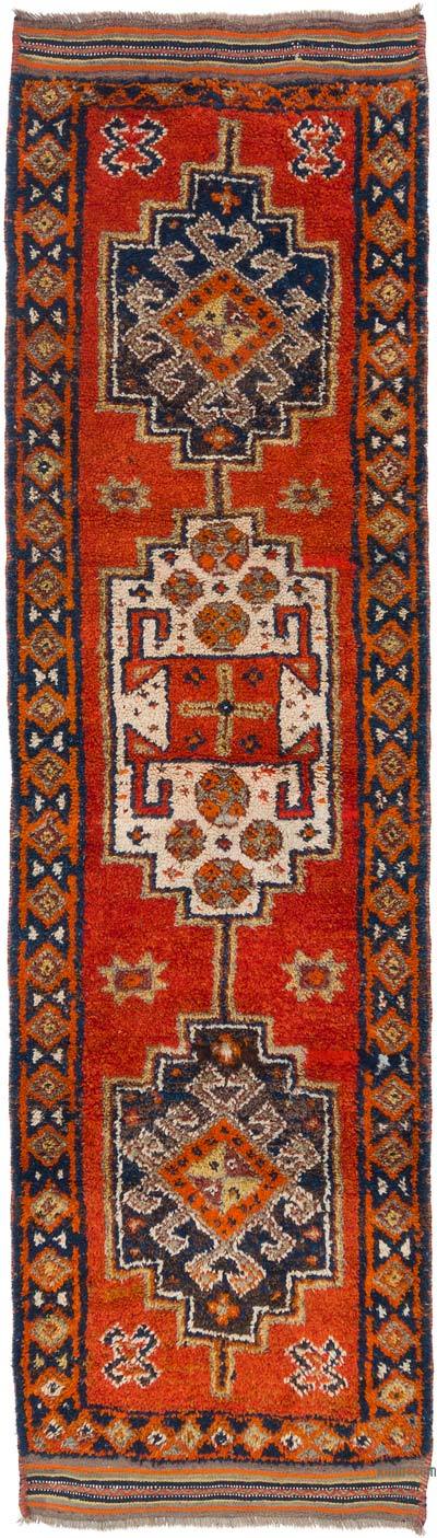 老式土耳其跑步者地毯-3'1“ x 11'1”（37英寸x 133英寸）