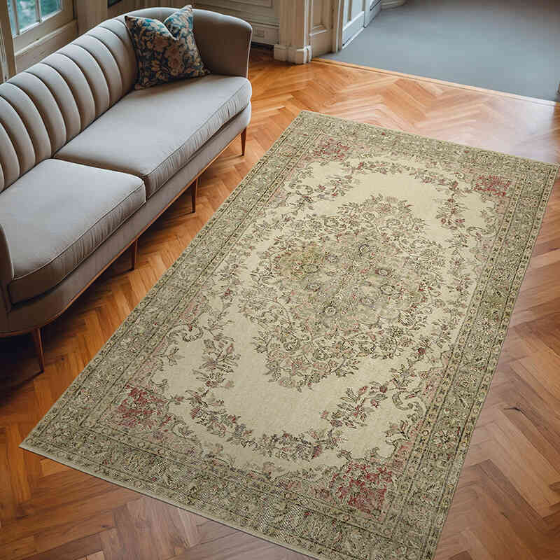 Alfombra Vintage Turca Anudada a Mano - 177 cm x 288 cm - K0060243