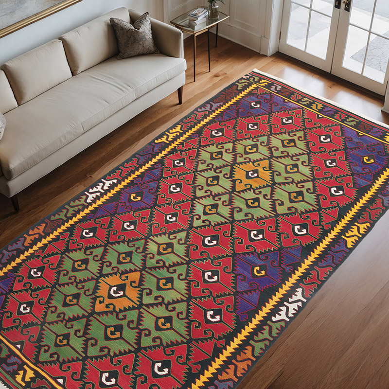 Vintage Sivrihisar Kilim Rug - 6' 1" x 11'  (73" x 132") - K0060291