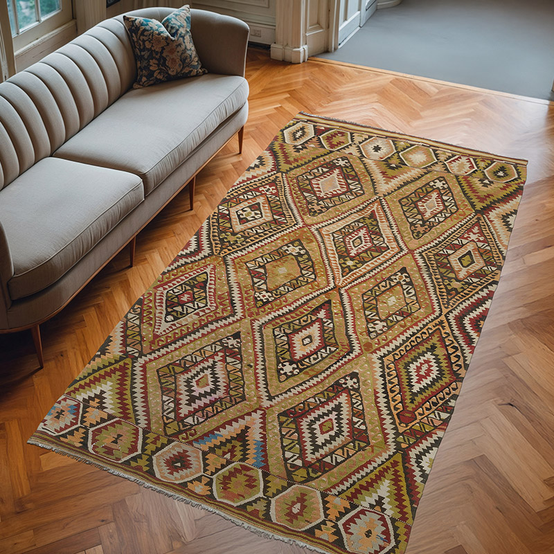 Vintage Kayseri Kilim Rug - 5' 11" x 10' 4" (71" x 124") - K0060307