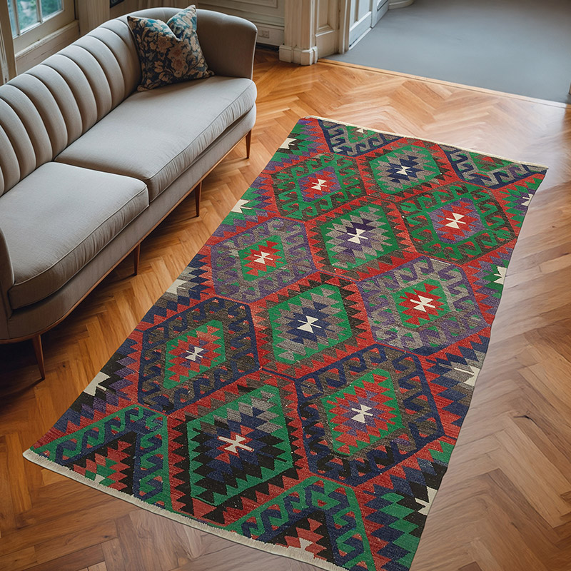Vintage Turkish Kilim Rug - 5' 4" x 9' 8" (64" x 116") - K0060474