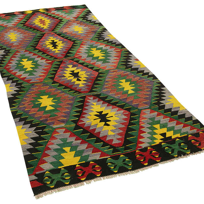 Vintage Turkish Kilim Rug - 3' 10" x 7' 11" (46" x 95") - K0060475
