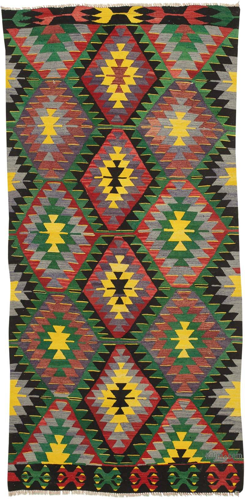 Vintage Turkish Kilim Rug - 3' 10" x 7' 11" (46" x 95") - K0060475