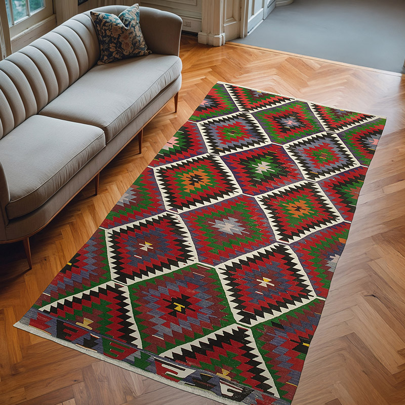 Vintage Turkish Kilim Rug - 4' 11" x 9'  (59" x 108") - K0060480