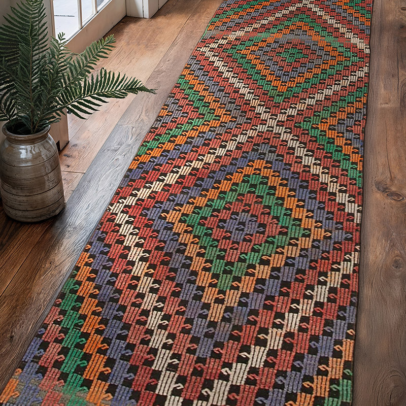 Vintage Anatolian Jijim Runner - 2' 11" x 11' 7" (35" x 139") - K0060504