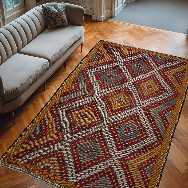 Vintage Anatolian Jijim Rug - 6' 8" x 10' 6" (80" x 126") - K0060673
