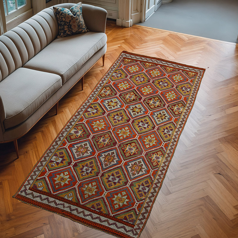 Vintage Anatolian Jijim Rug - 4' 10" x 10' 6" (58" x 126") - K0060723