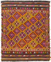 Vintage Afyon Jijim Rug - 4' 4" x 5' 1" (52" x 61")