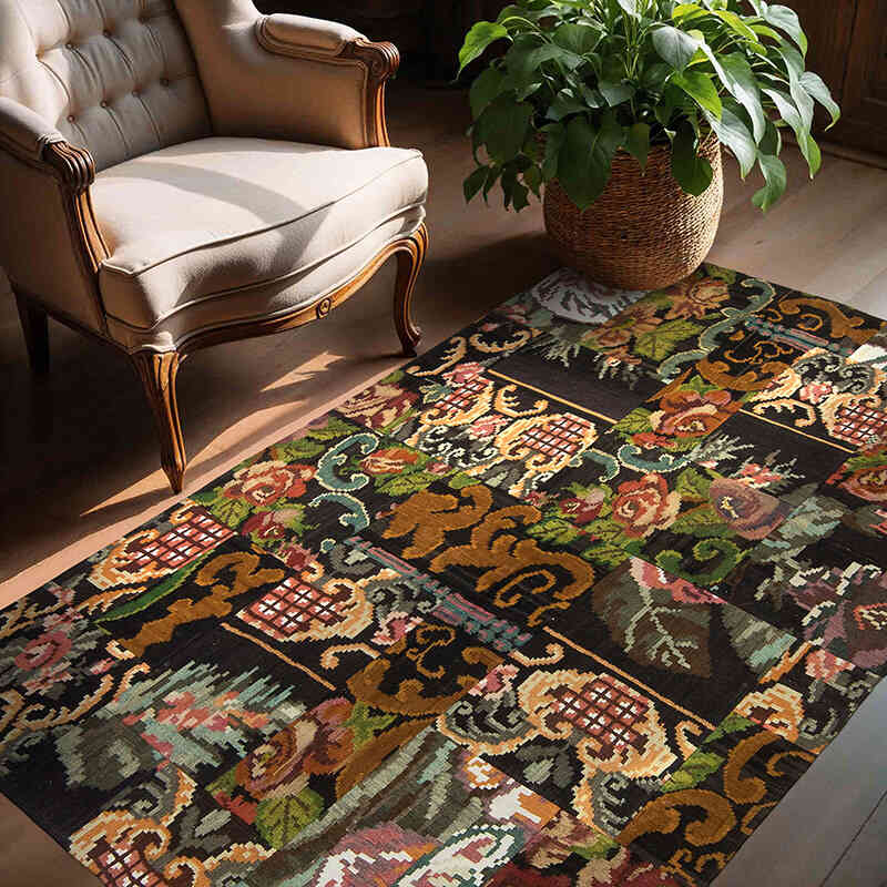 Alfombra Kilim de Retazos - 146 cm x 195 cm - K0060857