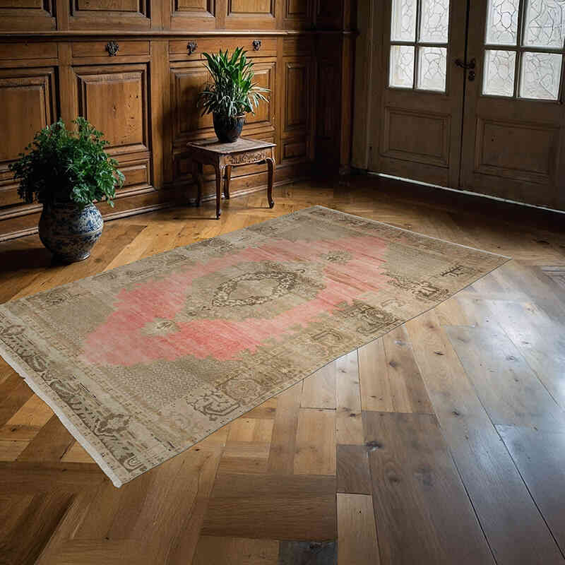 Alfombra Vintage Turca Anudada a Mano - 128 cm x 222 cm - K0060920