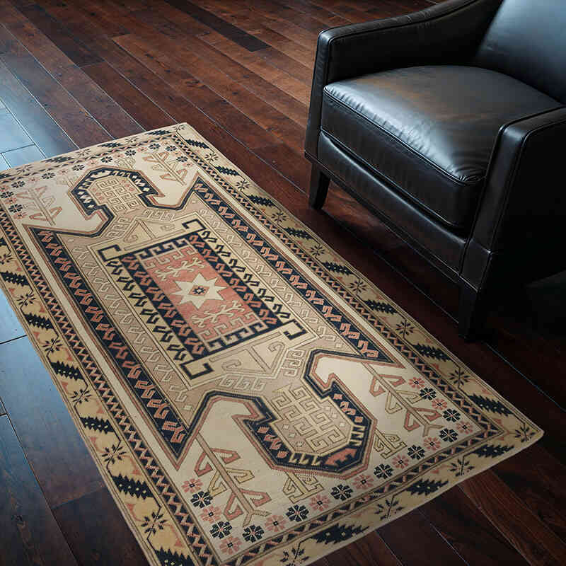 Alfombra Vintage Turca Anudada a Mano - 107 cm x 171 cm - K0060925