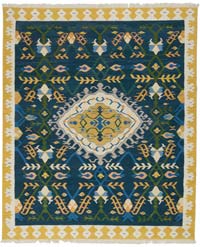 Blue New Handwoven Turkish Kilim Rug - 8' 6" x 10' 1" (102" x 121")