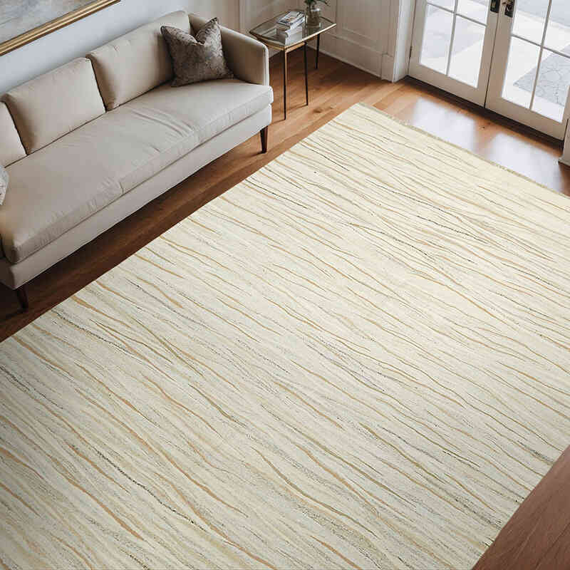 Beige Nueva Alfombra Turca Kilim - K0061227