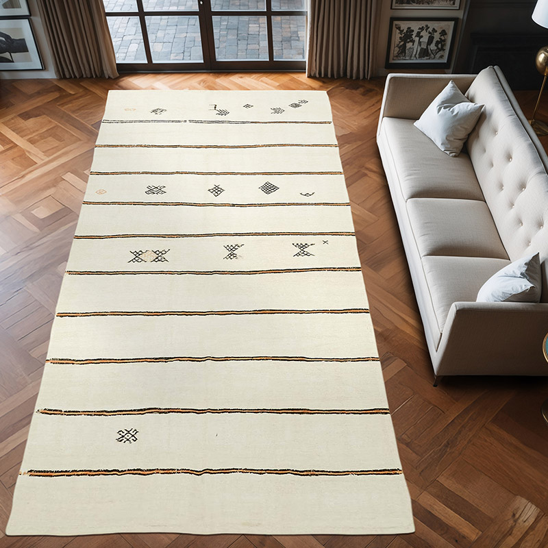 Vintage Anatolian Hemp Kilim Rug - 5' 10" x 12' 2" (70" x 146") - K0061248