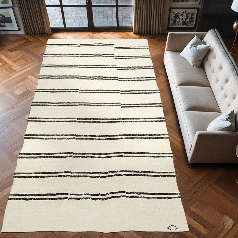 Vintage Anatolian Hemp Kilim Rug - 6' 5" x 12' 8" (77" x 152") - K0061253