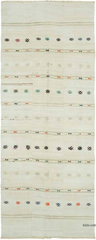 Beige Vintage Anatolian Hemp Kilim Rug - 6' 3" x 15' 3" (75 in. x 183 in.)