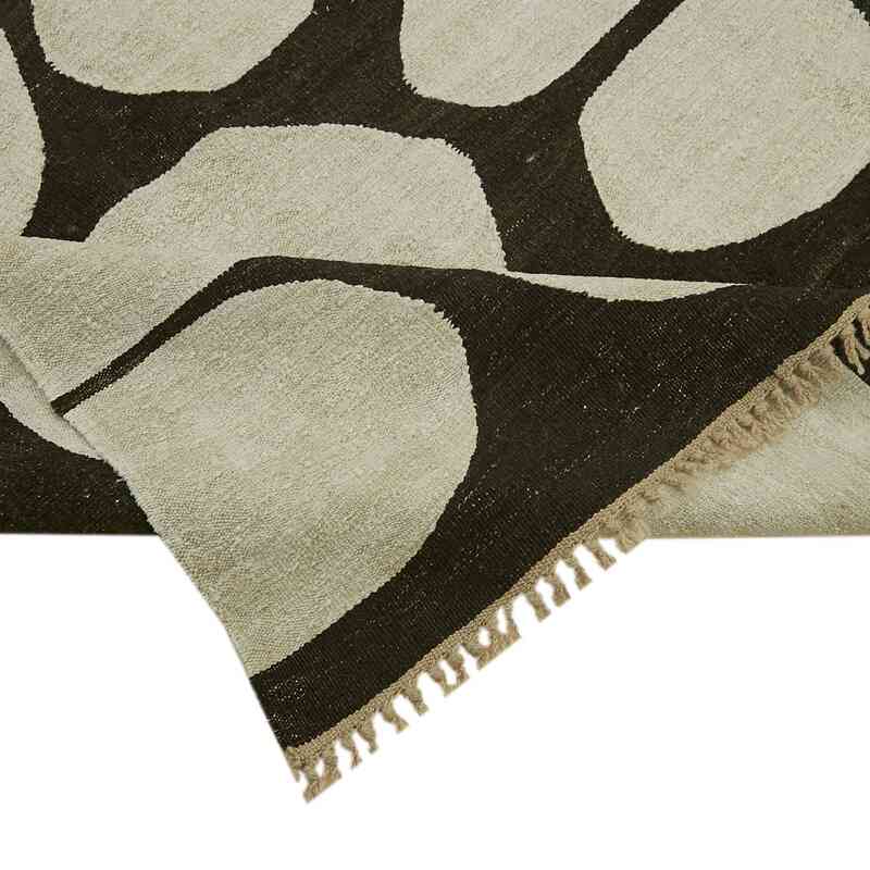 Bej, Kahverengi New Contemporary Handwoven Kilim Rug - 240 cm x 320 cm - Vintage Yarn - K0061267