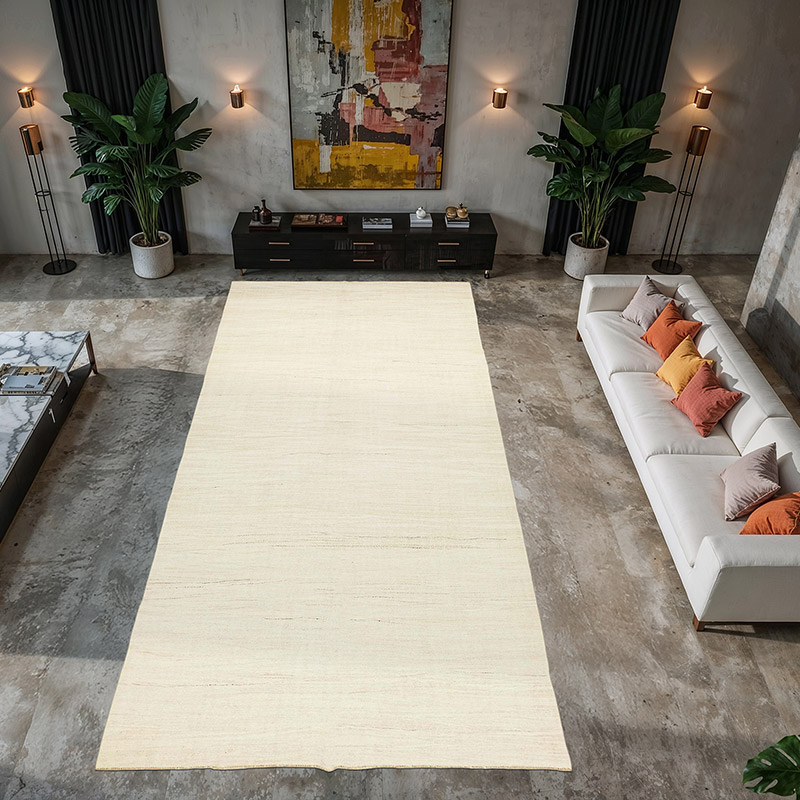Beige New Contemporary Handwoven Kilim Rug - 7' 4" x 14' 8" (88" x 176") - Vintage Yarn - K0061268