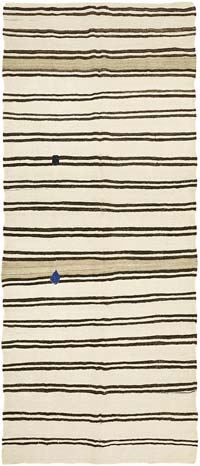 Beige Alfombra Kilim Vintage de Cáñamo de Anatolia - 188 cm x 440 cm