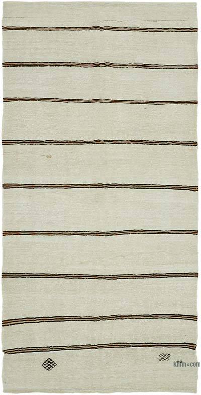 米色复古Anatolian大麻Kimp地毯-6'3“ x 11'7”（75英寸x 139英寸）