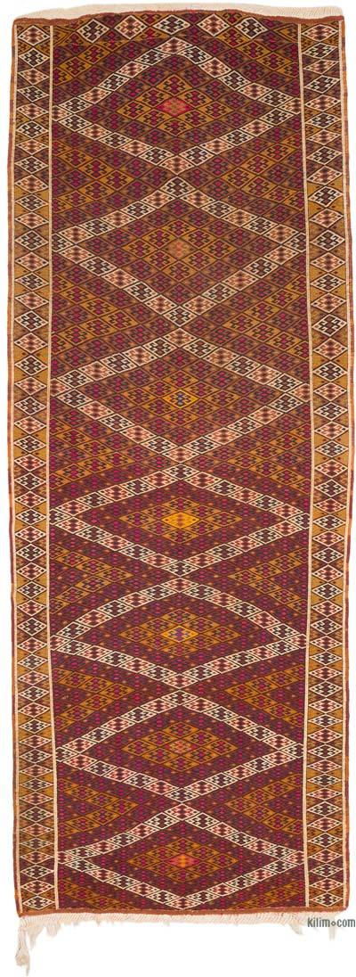 老式的Bayburt Soumak地毯-4'6“ x 11'6”（54英寸x 138英寸）