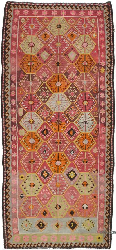 复古Artvin Kilim地毯-5'2“ x 11'4”（62英寸x 136英寸）