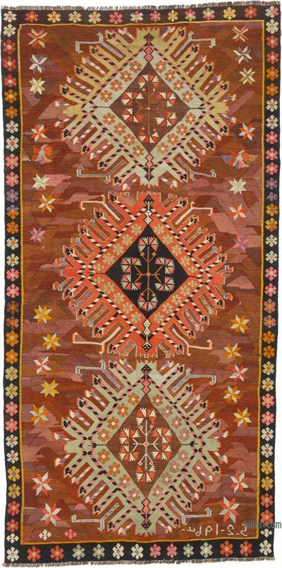 复古Artvin Kilim地毯-4'11“ x 9'10”（59英寸x 118英寸）