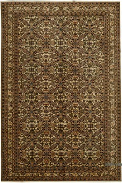 Beige Vintage Hand-Knotted Oriental Rug - 8' 7" x 13' 1" (103 in. x 157 in.)